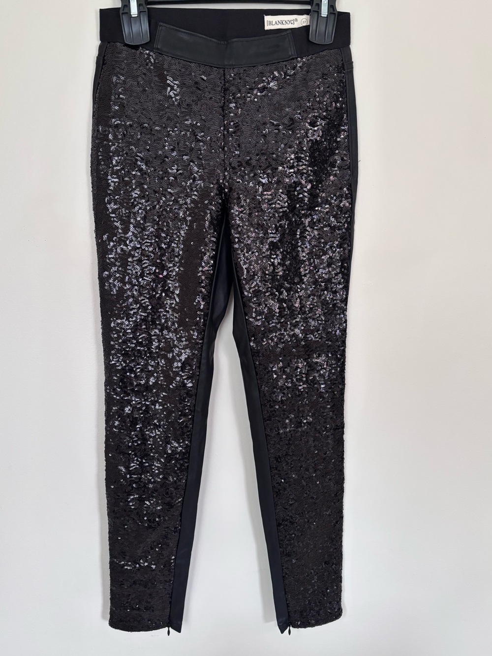 Blank NYC Black Faux Leather & Sequin Leggings | 27 | Glam